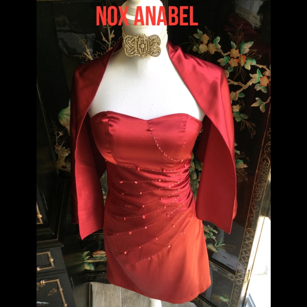NWT NOX Anabel Narianna Red Party Dress & Wrap B3
